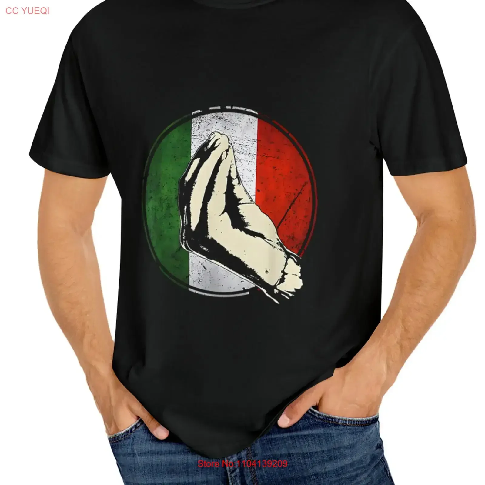 Men's Italian Flag Inspired Prayer Hands T Shirt Casual Cotton vintage Washed homme fashion Soft Comfortable Unisex Stretched
