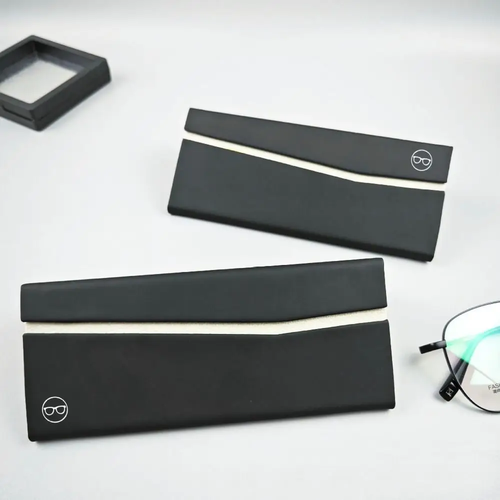 Japanese Style Retro Foldable Glasses Case Minimalist Leather Sunglasses Storage Box Triangle Reading Glasses Protective Cover