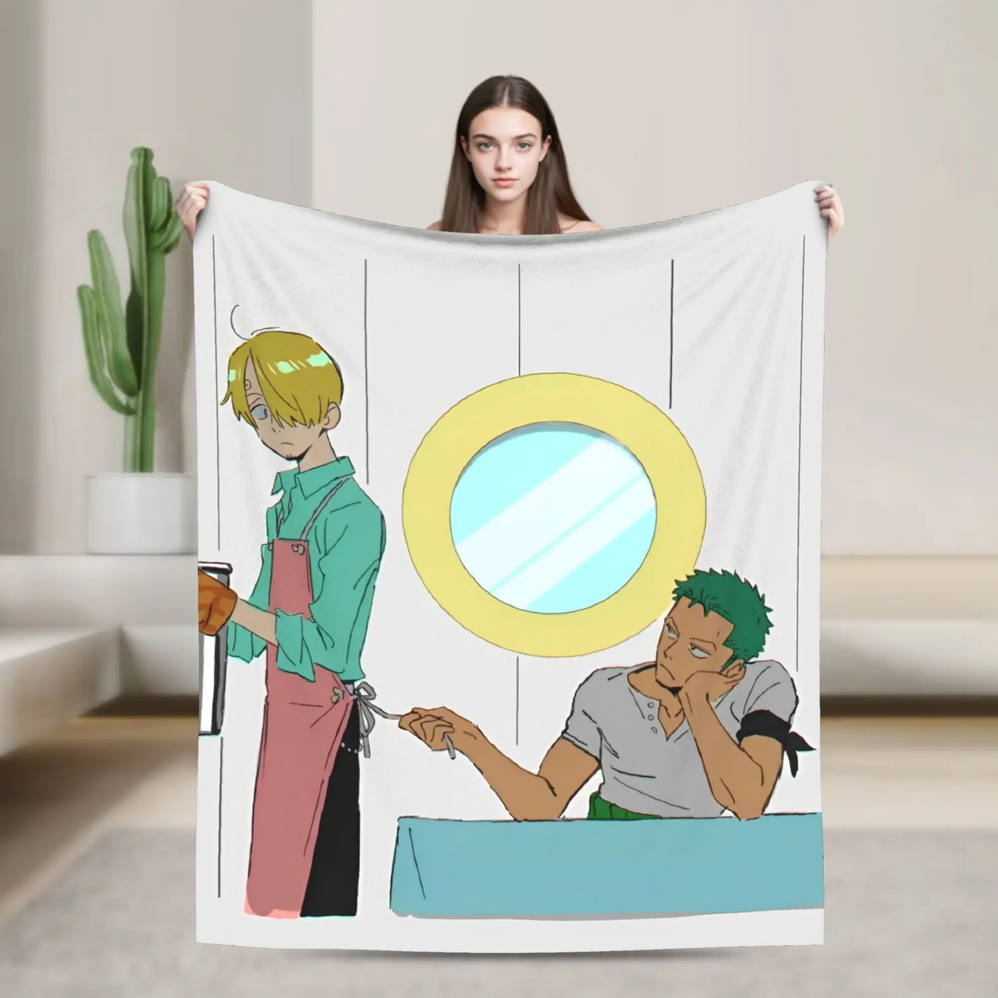 Una manta de Sanji Zoro P-Pieces, manta de felpa con estampado suave para sofá, cama, viaje, oficina, colcha de franela, funda de cama