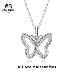 AnuJewel D Color Hollow Moissanite Butterfly Pendant Necklace 925 Sterling Silver Fine Jewelry Gifts Wholesale