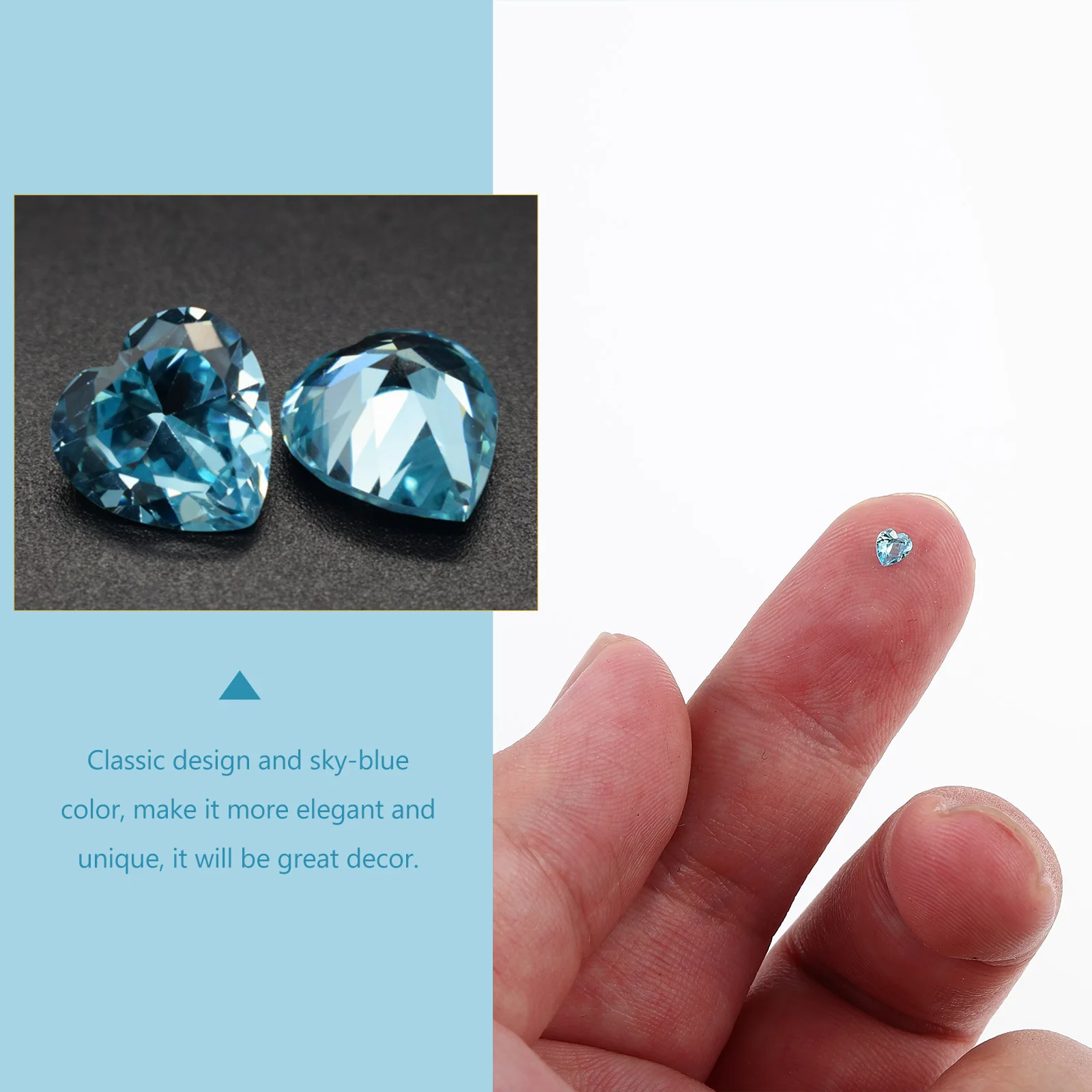 

20 шт. циркониевые хрустальные камни в форме сердца небесно-голубого цвета, элегантный DIY хрустальный материал, долговечные циркониевые драгоценные камни для подарков