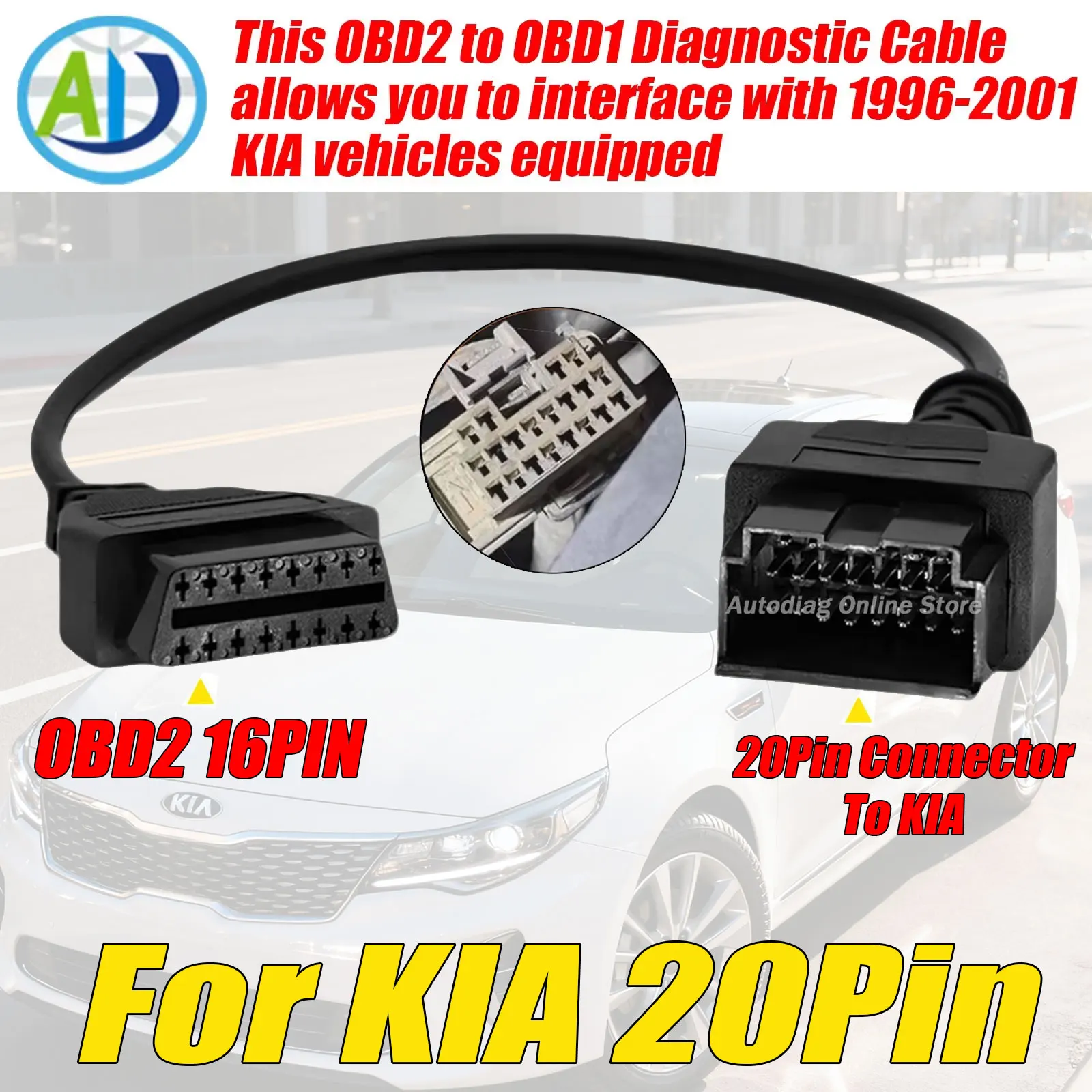 

OBD2 Adapte Cable For KIA 20Pin OBDII Diagnostic Cable 20pin to 16pin OBD2 Connector Cable for KIA Cars Auto Scanner Connector