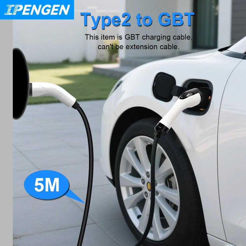 

IPENGEN Type2 к GBT Кабель для зарядки электромобилей 16A 3,5 кВт 11 кВт 32A 7 кВт 22 кВт Шнур для электромобилей типа 2 GB/T для зарядной станции