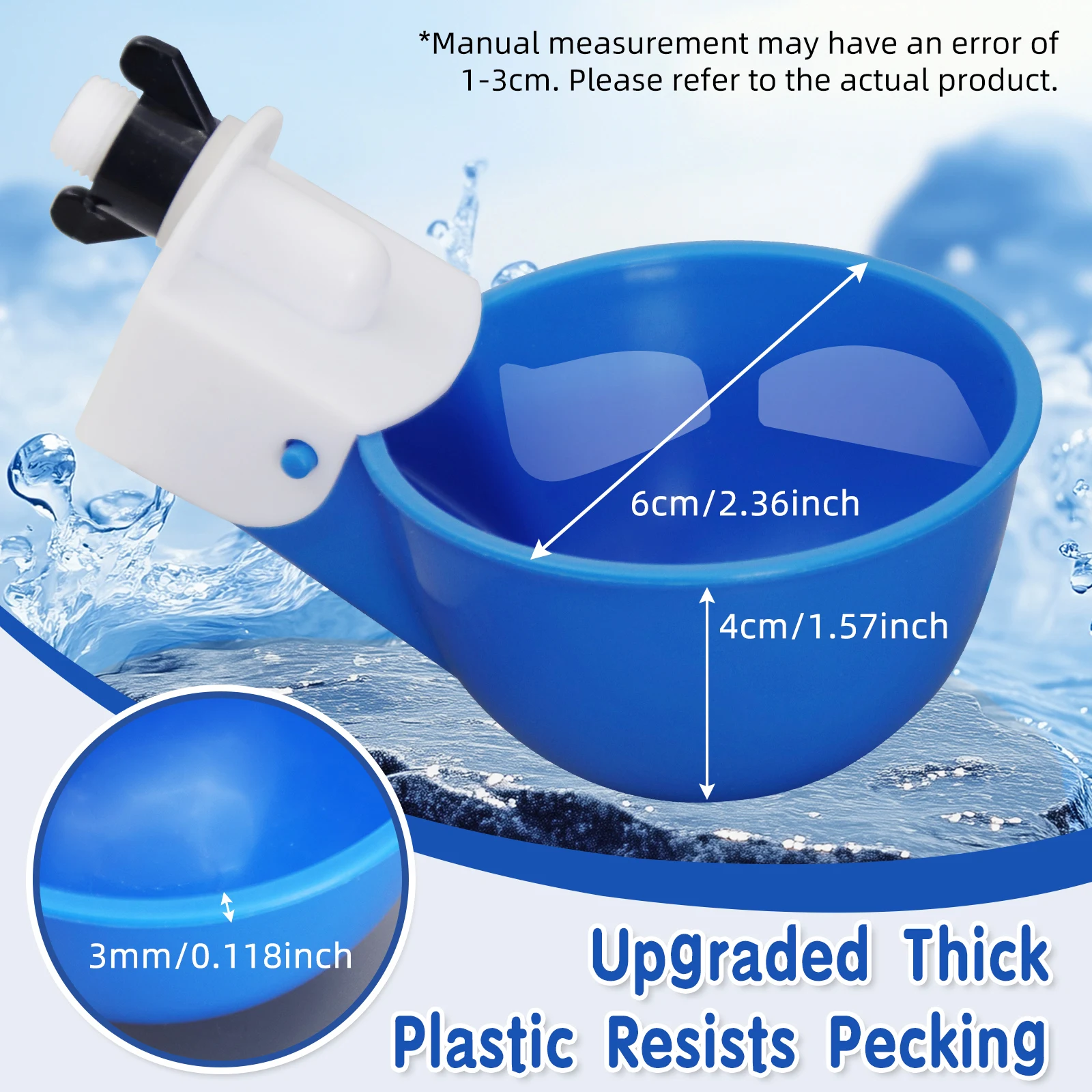 8/15pcs Automatic Poultry Water Drinking Cups with Drill Bit, Chicken Waterer Bowl,  Dispenser for Quail Pigeons