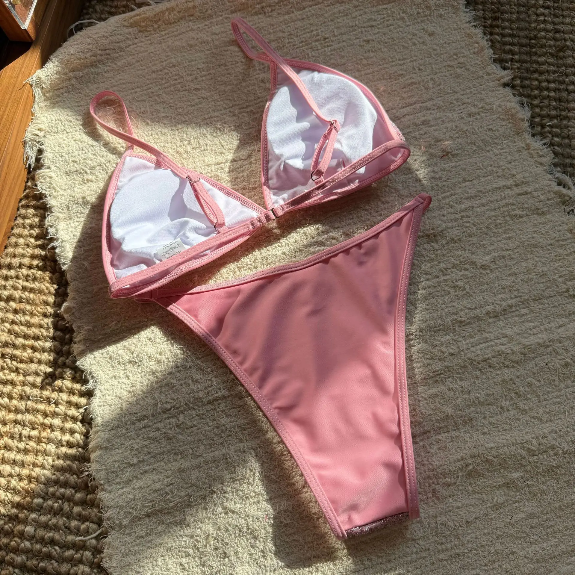 섹시한 반짝이 스팽글 시니 비키니 세트 두 조각 끈 수영복 비치웨어 수영복 수영복 biquini Tankini