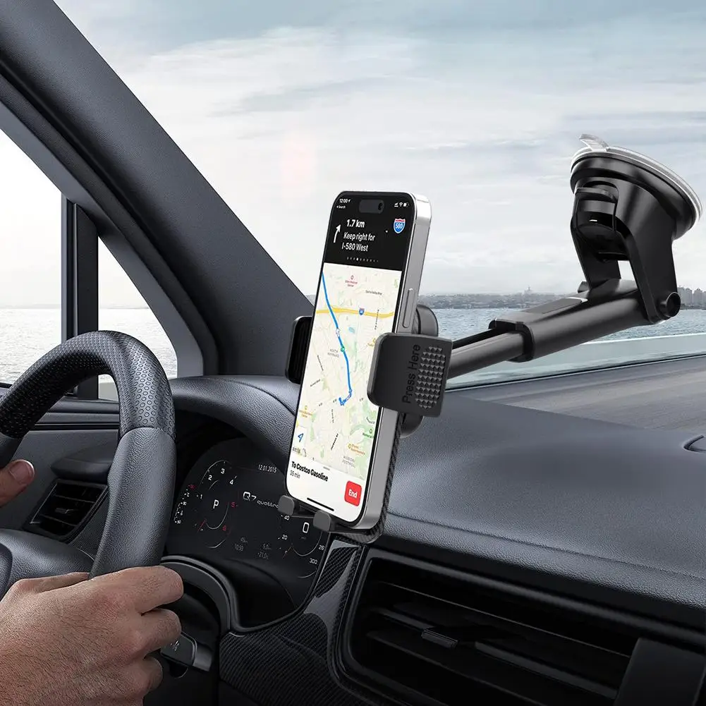 Car Phone Holder Suction Cup Dashboard Windshield Mount Extendable Long Arm Universal Mobile Stand For iPhone Samsung Xiaomi