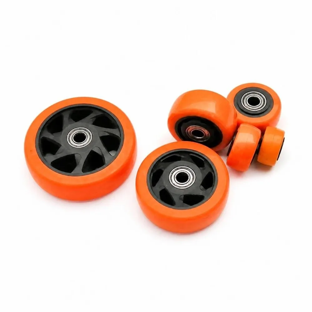 Sturdy Double Bearings Caster Wheel Orange High Load Capacity Trolley Wheel Wear Resistance Roller Wheel Furniture Use