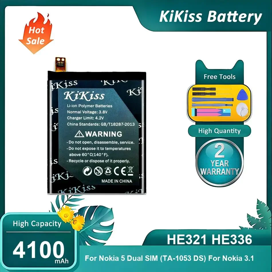 

Rechargeble Mobile Phone Battery For Nokia 3.1 5 Dual SIM (TA-1053 DS),HE321 HE336,4100mAh