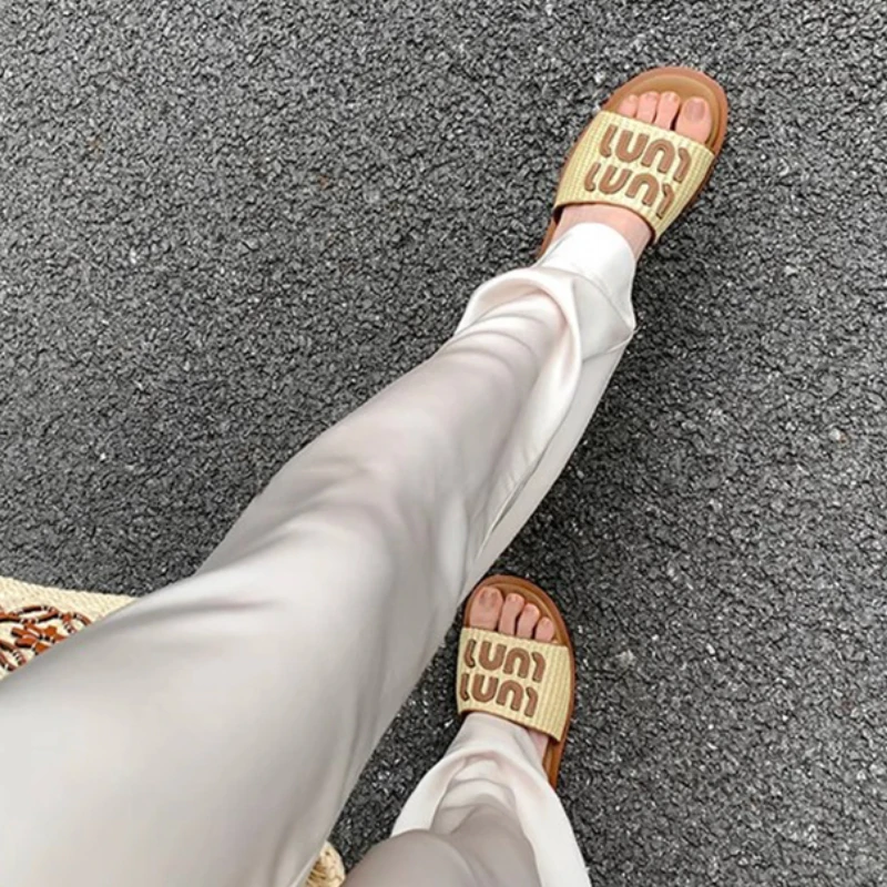Women's Sandals Summer New Flat Shoes Casual Soft Sole Women's Vacation Fashion Braided Beach Flip Flops Zapatos De Mujer image 6