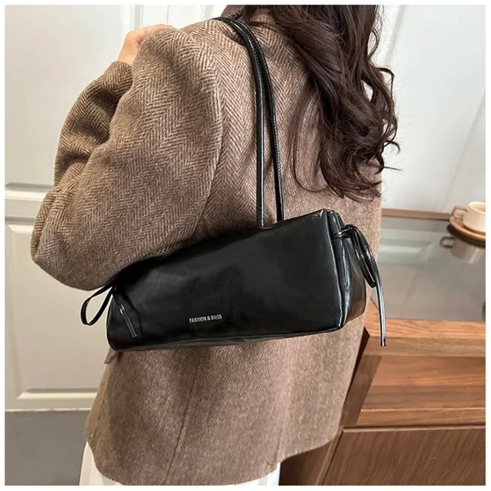 Vintage Einfarbige Damenhandtasche aus Weichem PU-Leder mit Knoten Schultertasche Unterarmtasche – Detail 15