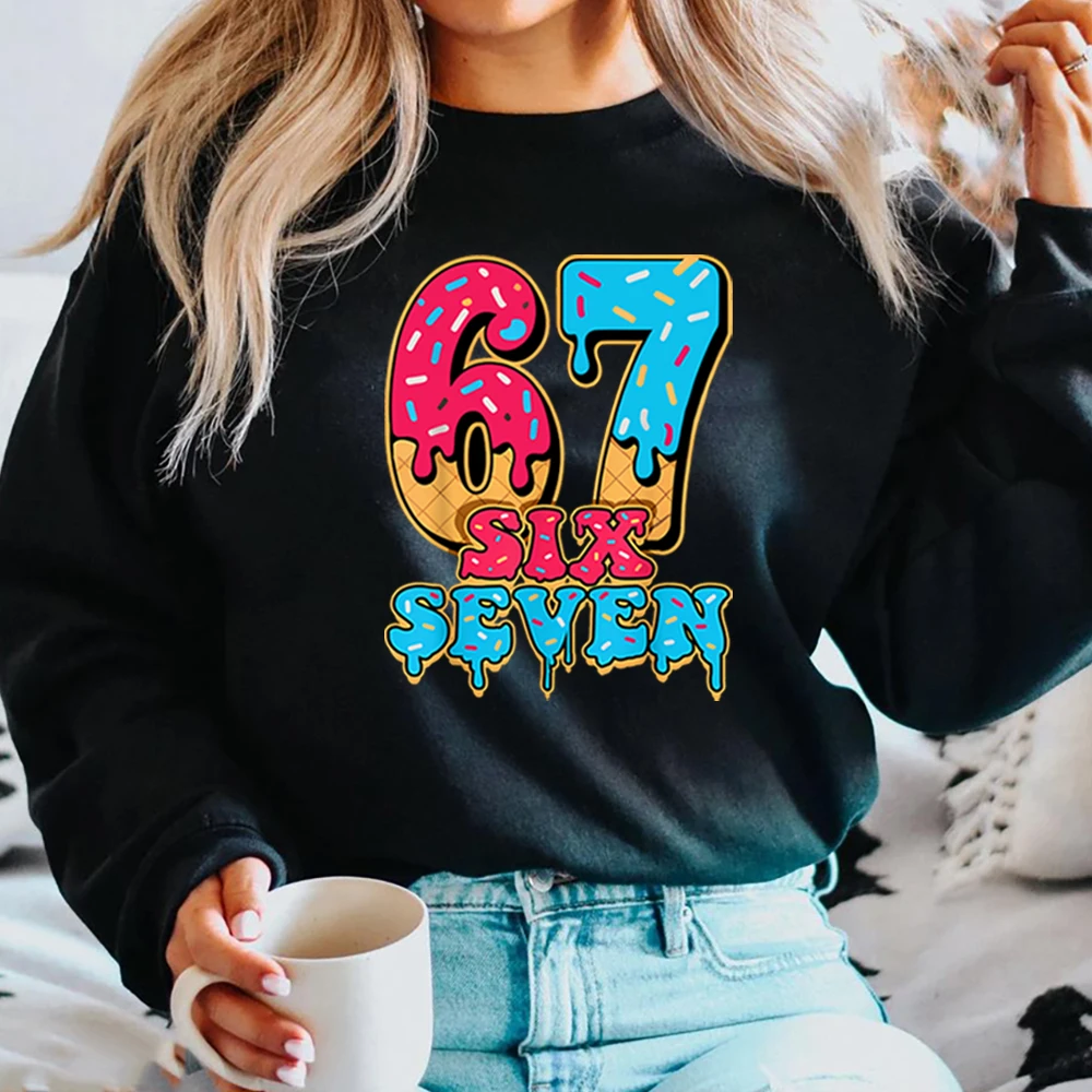 67 ميمي مضحك اللفة عيد الميلاد البلوز البيسبول بالتنقيط عدد 67 لاعب قميص ستة سبعة الآيس كريم بالتنقيط عيد الميلاد مضحك Bruh البلوز #1