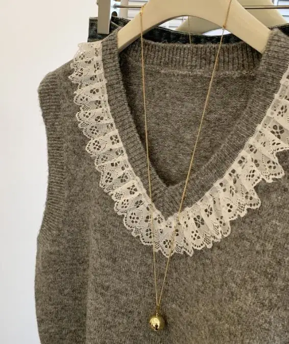 2025 Autumn and Winter Elegant New Fashion Casual Vacation V-Neck Woolen Vest Sweater Pullover Tops Women's Clothing