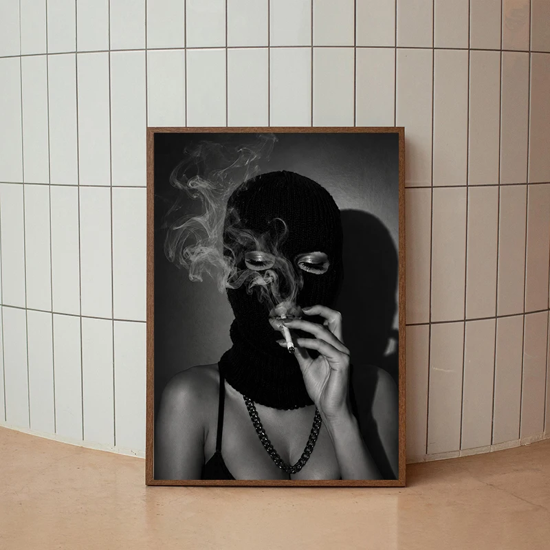 Girl Smoking New York Street Luxury Chess Disco Ball Fashion Photography Poster Canvas Painting Print Wall Picture Home Decor