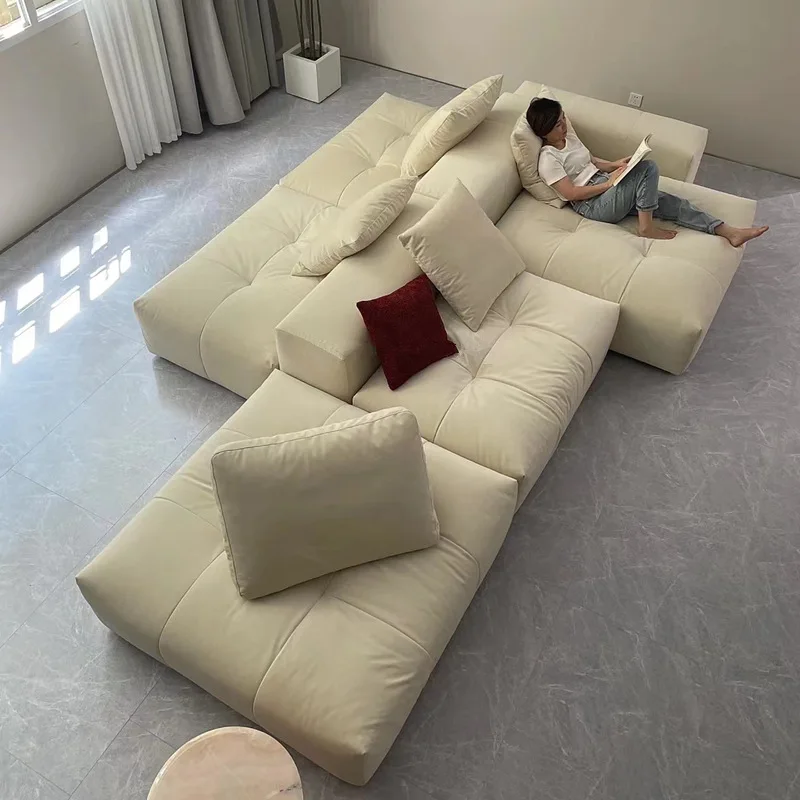 

Italian frosted flannel square sofa tofu cubes