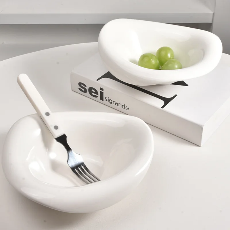 

Creative Ceramic Bowl Unique Design White Salad Dish High Value Home Tableware
