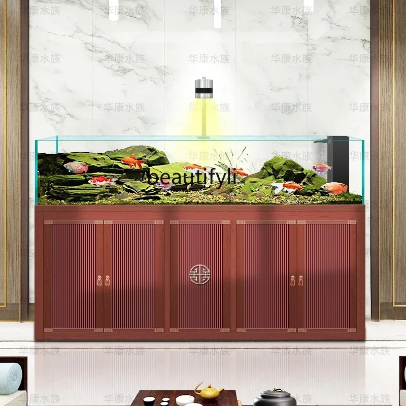 

cqyAquarium bottom filter living room ultra-white glass Lanshou stream tank bag back overflow ecological sea tank