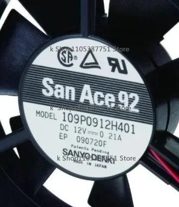 Original Fan For Sanyo 109P0912H401 DC12V 0.21A 3-wire Speed Measurement Alarm Fan 9cm 9025 90x90x25mm