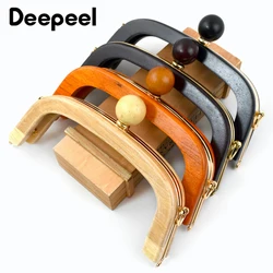 1Pc Deepeel 20.5cm Wooden Bag Closure Handles Solid Wood and Metal Screws DIY Kiss Clasp Purse Frames Handmade Bags Accessories