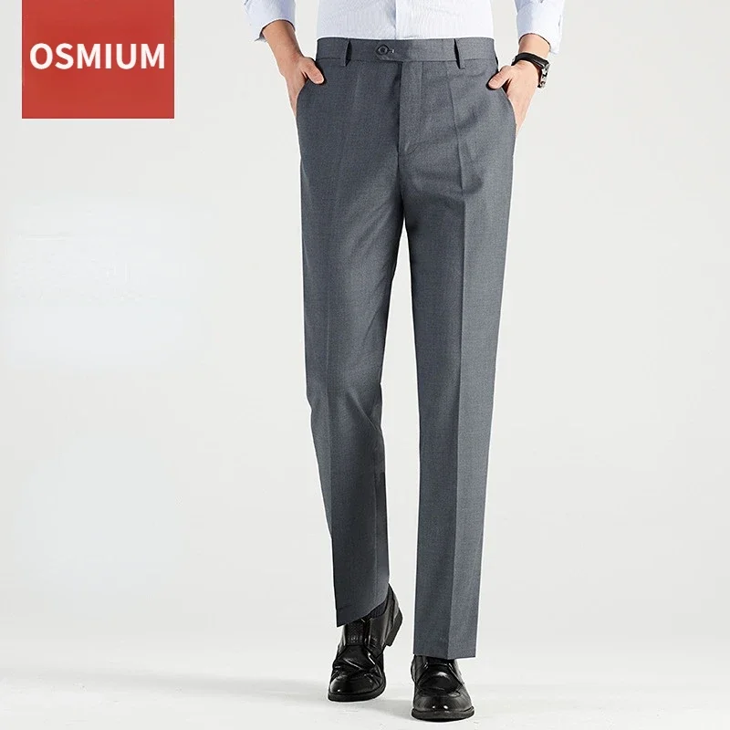 

Men Business Casual Suit Pants Plus Size Trousers Grey Long Office Wear Trousers Spring Summer Slim Fit Pants Large Size 7xl 8xl