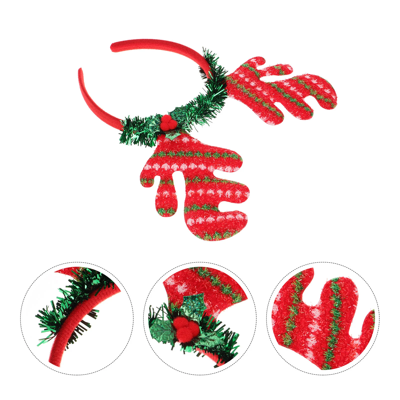 Oversized Christmas Headband Decoration for Girl Xmas Reindeer Headwear Holiday Plastic Antlers Ears Party