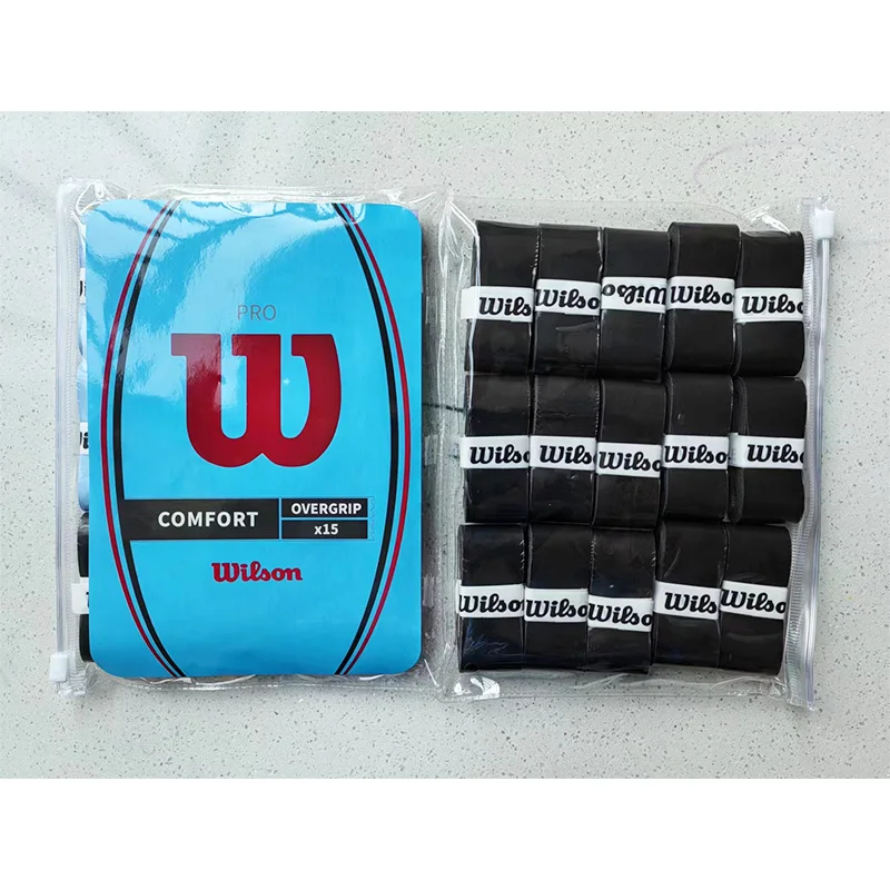 Wilson-empuñadura de raqueta de tenis, banda de absorción para el sudor, agarre de raqueta de Bádminton de PU, 15 piezas