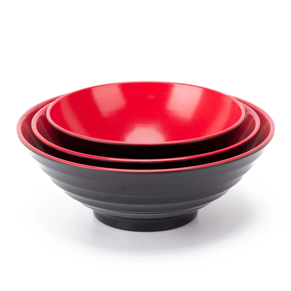 Melamine Porcelain Imitation Black Red Single-sided Threaded Beef Lamian Noodles Bowl Spicy Hot Pot Soup Bowl Canteen Tableware