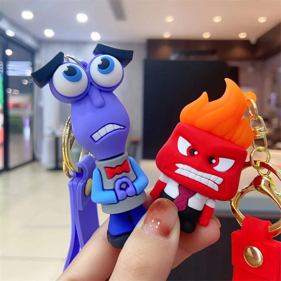 Disney Anime Inside Out Keychain Mind Wars Sad Emotions Kawaii Action Figure Model Toy Doll Men\'s Car Key Pendant Accessories