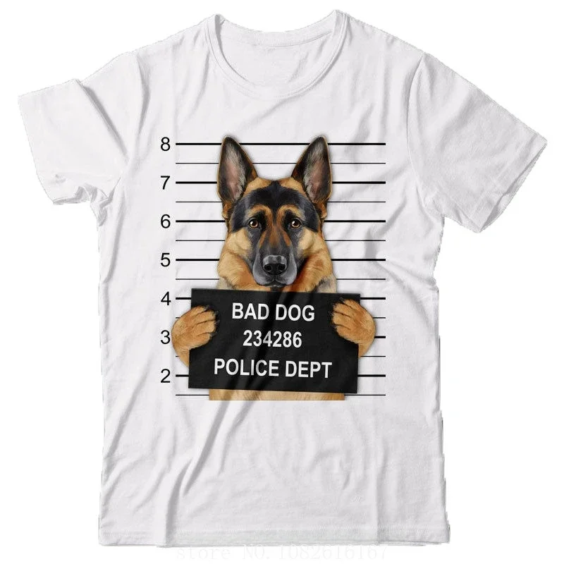 

new Men Fashion Hipster Summer T Shirt - German Shepherd Dog Mugshot - Gift For Dog Lovers Funny Cotton Tees Cool T-Shirt style.