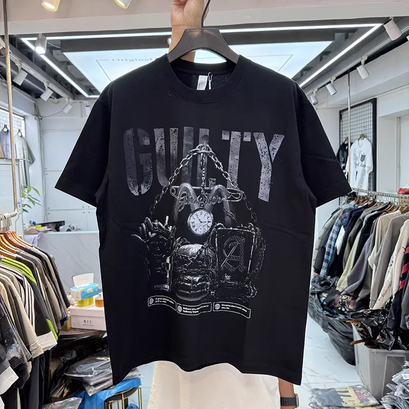 Technology Chain Pocket Watch Alphabet Printing T Shirt Men Women T-shirt Top Tees