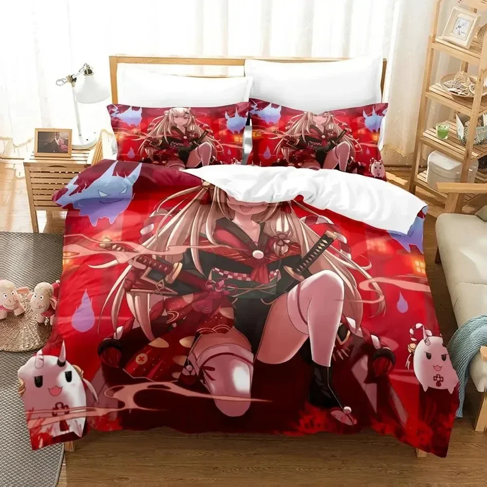 3D Print Anime Nakiri Ayame Bedding Set Duvet Cover Bed Set Quilt Cover Pillowcase Comforter king Queen Size Boys Adult