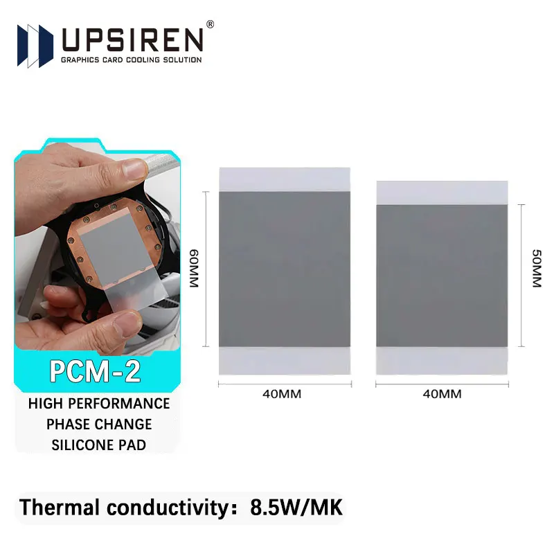 Upsiren PCM-2 thermal conductivity 8.5W/MK PHASE Change Silicone Pad High-performance Durable Suitable For CPU/Office/Game/Home