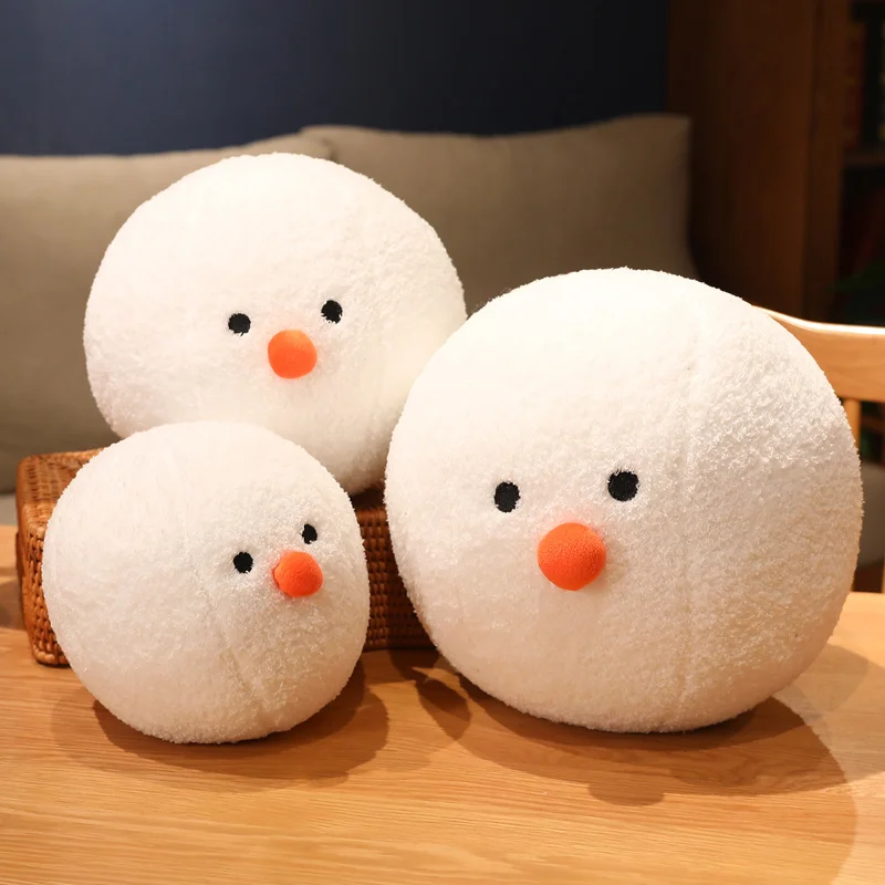 

Christmas Snowball Stuffed Plush Toys Cute Snowman Soft Plush White Ball Winter Sofa Cushion Doll For Home Merry Christmas Decor
