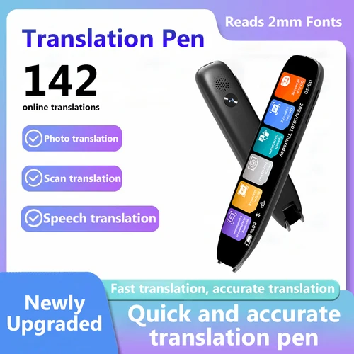 Imagen 1 del producto Pluma de traducción para escáner de dislexia, pluma de lectura 142 de texto a hablar, pluma de grabación inteligente, traductor de extracto de texto inalámbrico por voz