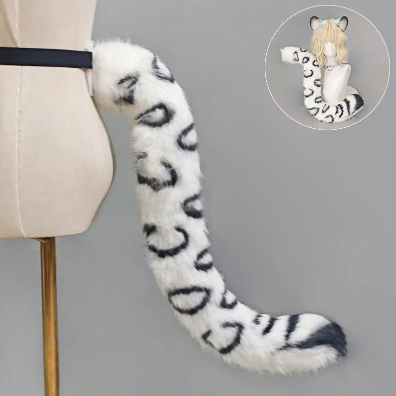 Snow Leopard Style Tail Headwear Set Party Props Animal Ear Halloween XMAS Club Pub Masquerade Costume Women Headband Gifts view 4