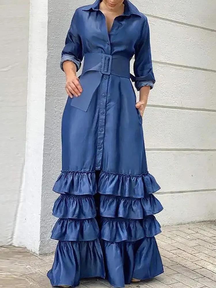 

Long Sleeve Fashion Solid Cardigan Dress, Women Spring Summer V-Neck Simple Party Dress, Loose Single-Breasted Ladies Dress 2025