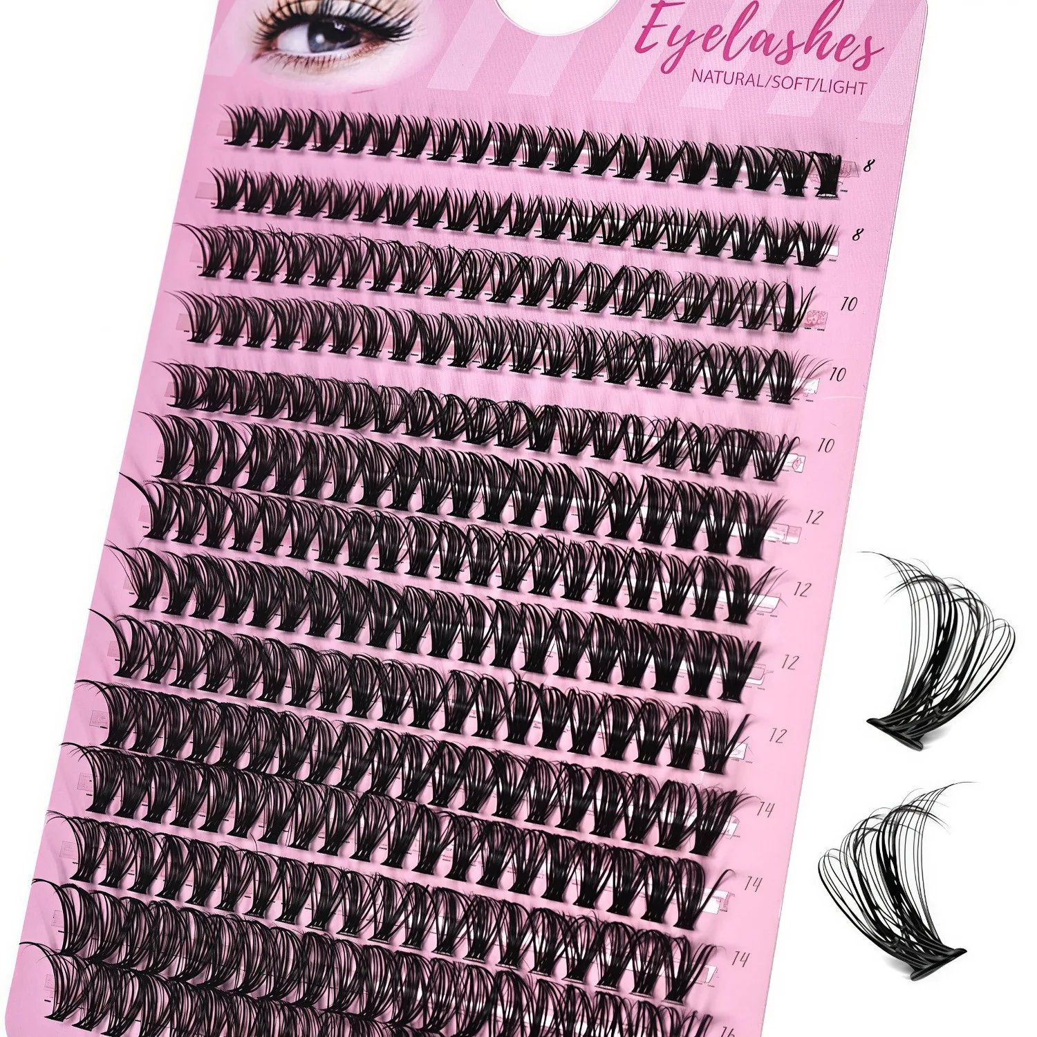 40D Natural Dense Clustered False Eyelashes 280 Mixed Length DIY Single Cluster Grafting Home Self-Adhesive Eyelashes