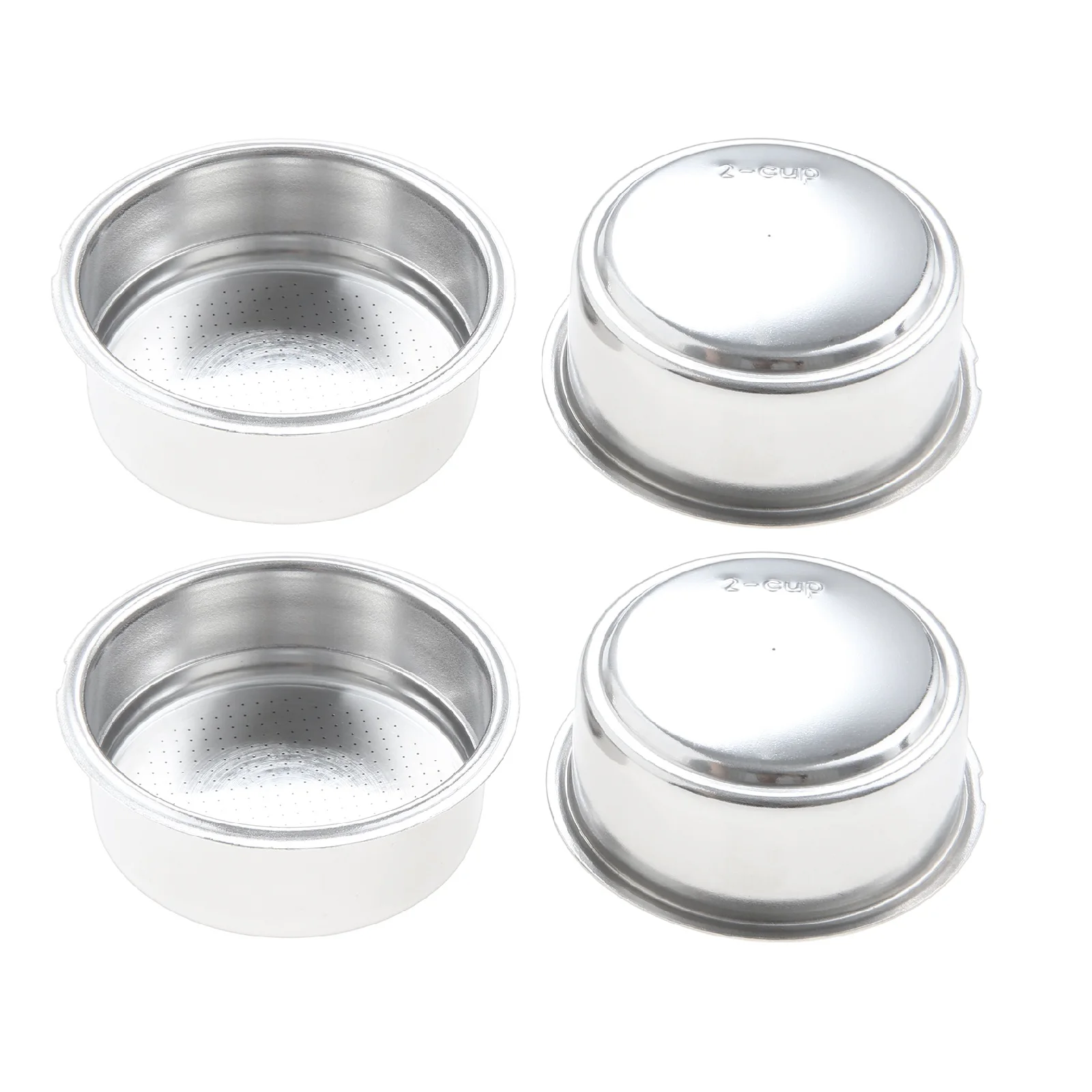 4pcs 51mm Espresso Coffee Filter Portafilter Baskets 2 Cups Capacity Easy Use/Clean Optimizes Extraction Home DIY Cafe Baristas