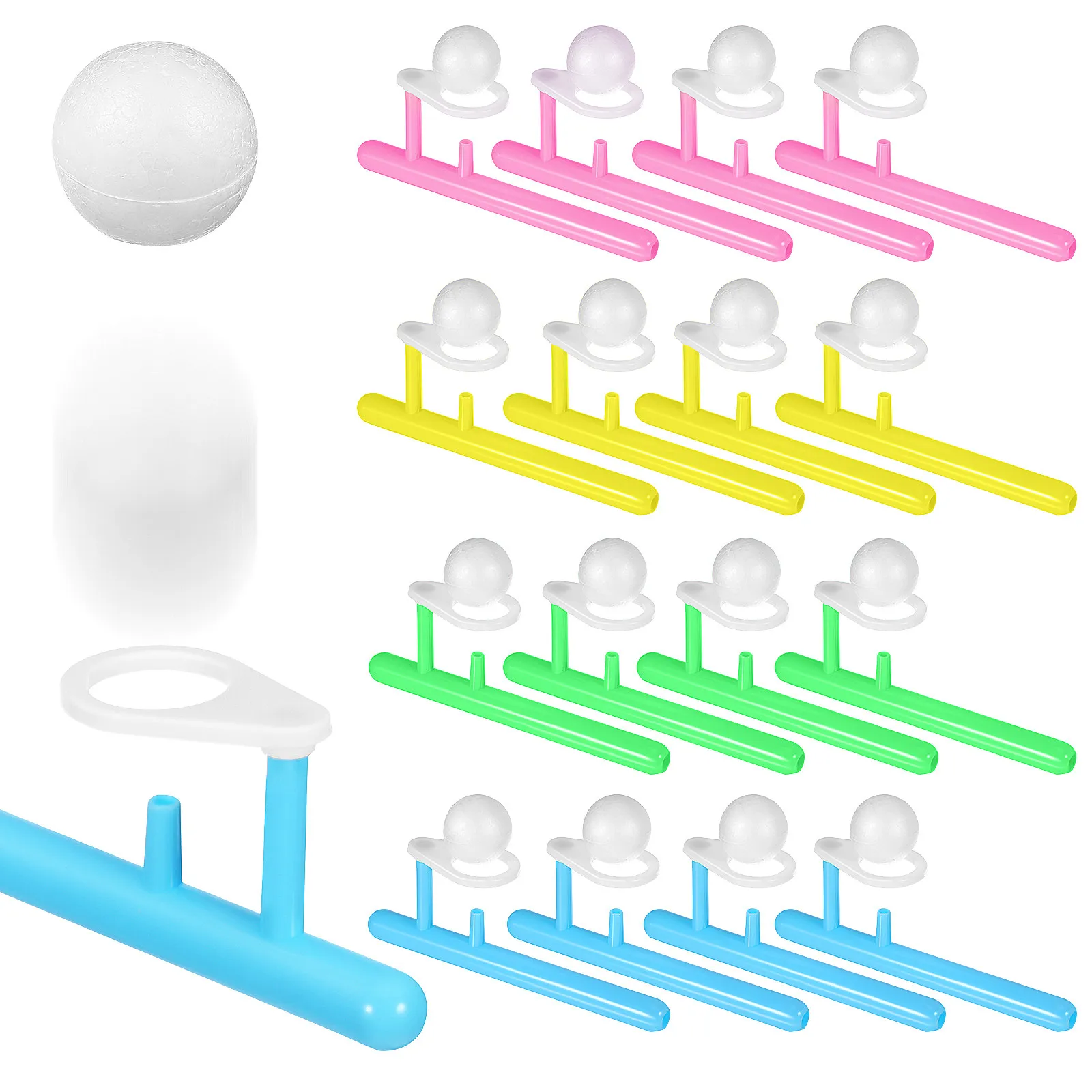 24Pcs Floating Blow Ball Balance Game Colorful Air Blowing Interactive Family Party Indoor Outdoor Montessori Set