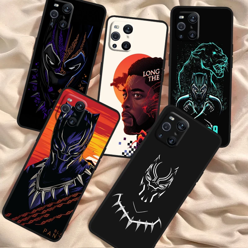 Black Panther Marvel Fashion For OPPO Find X6 X5 X3 A54S A5 A94 A16 A53S A57 A74 A72 A98 A78 A96 A9 5G Black Cover Phone Case