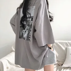 2024 Korea Fashion Pullover Gothic Streetwear Y2k Harajuku Cartoon Tshirt Women Oversized Vintage Short Sleeve Summer Korean