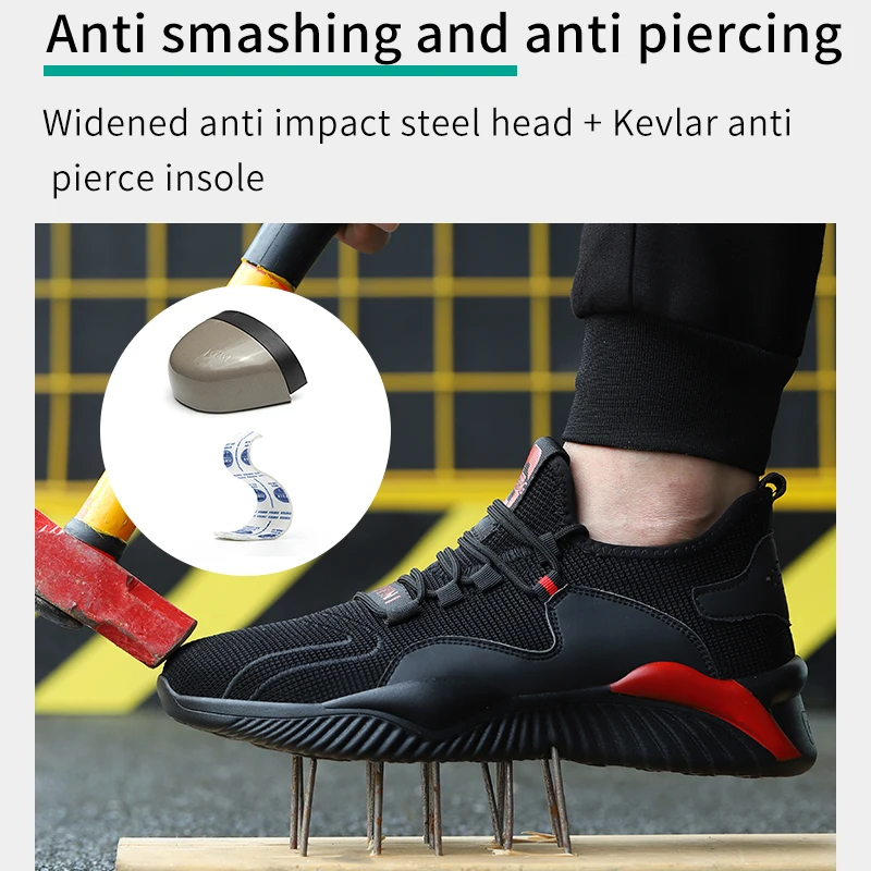 

Breathable four seasons steel head safety shoes shock-absorbing slow rebound anti-smash anti-stabbing work shoes for men