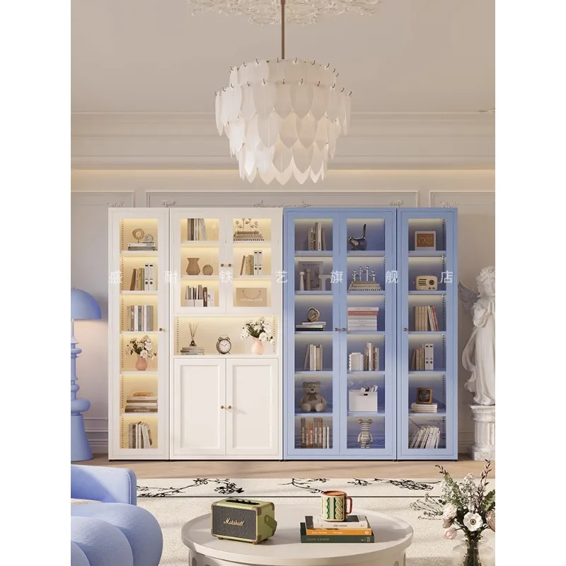 New floor-to-ceiling glass door bookcase light luxury locker bookshelf French simple living room locker household display