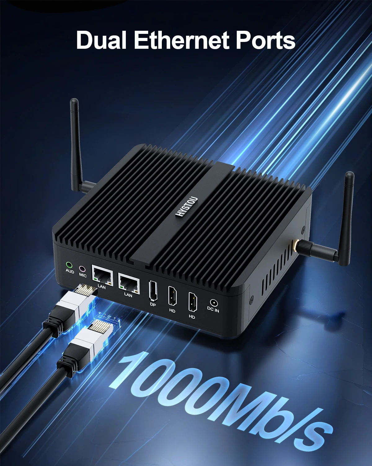 HYSTOU Mini PC senza ventola industriale Intel Celeron N100 OPNsense Pfsense Win 11 su guida Din di piccole dimensioni Barebone varie interfacce