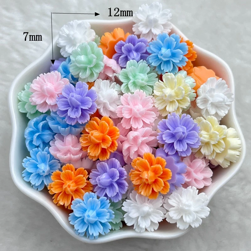 60pcs Colorful Mini Cute Lotus Nail Art Resin Nail Art Ornament Flower Shape Nail Art Supplies