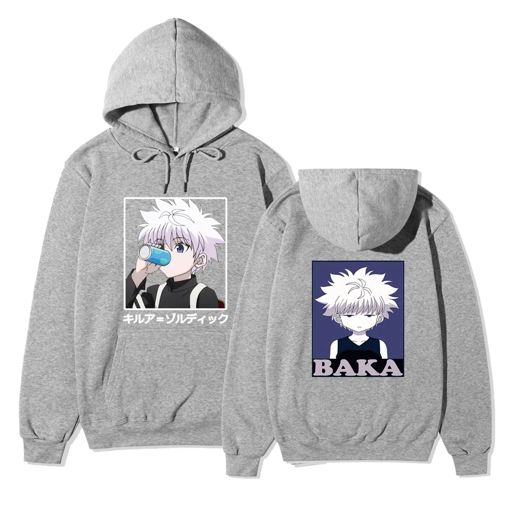 Japanese Anime Funny Killua Eyes Killua HxH Hoodies 2021 Winter Japan Style Hunter X Hunter Sweatshirts Streetwear for Women/men