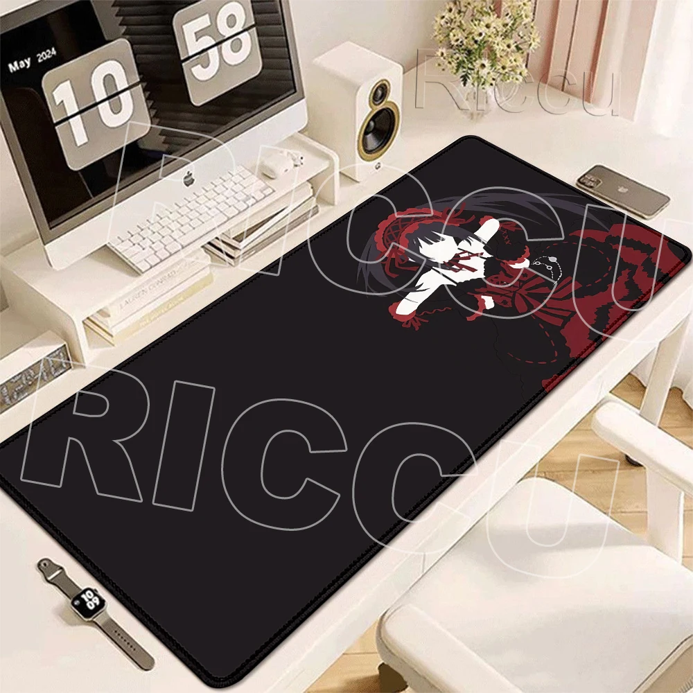 Anime Girls Kawaii Tokisaki Kurumi Pattern Mouse Pads Pretty Locking Edge Large Gaming PC Computer Keyboard XXL Rubber Desk Mats