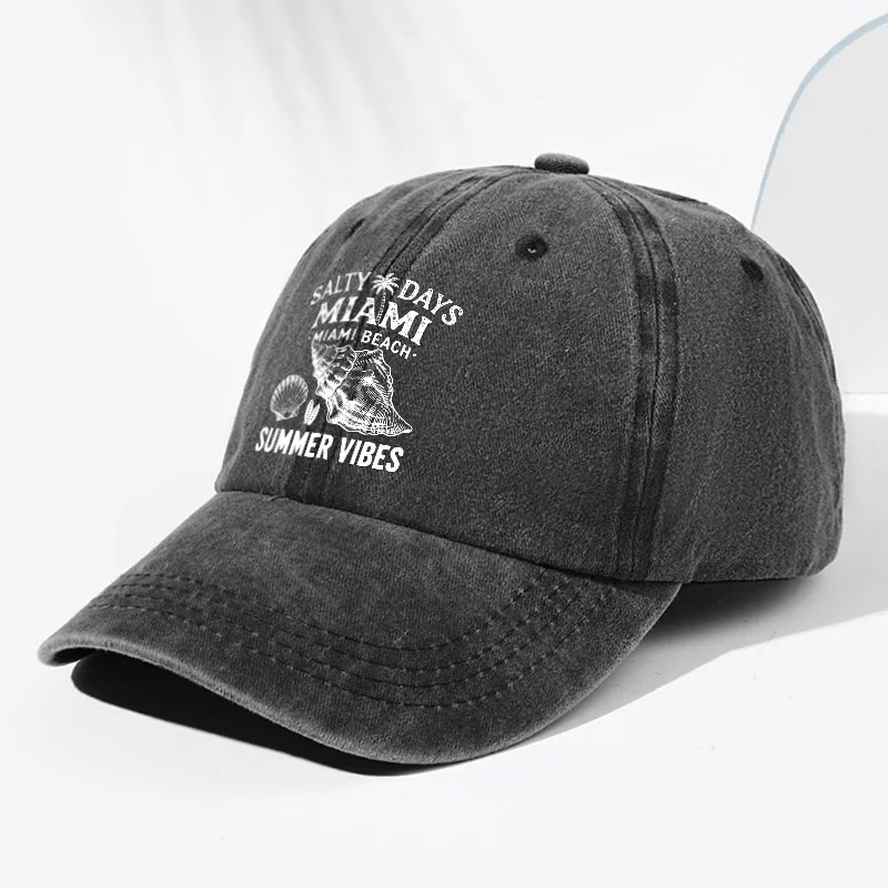 Miami Summer Vibes Vintage Baseball Cap Unisex Washed Cotton Adjustable Hat for All Seasons
