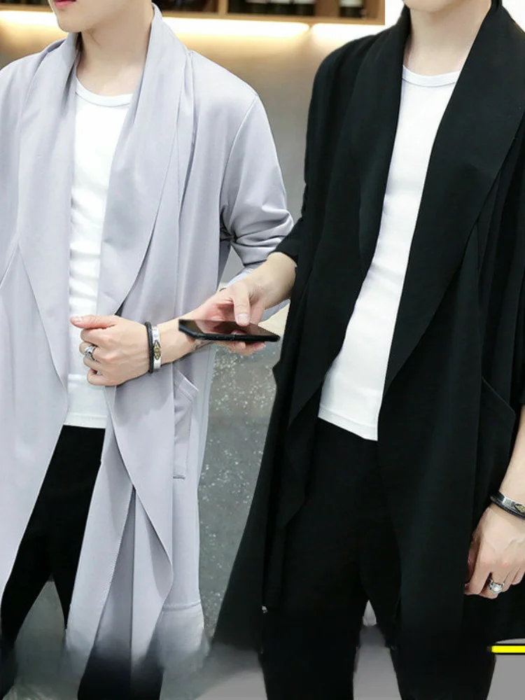 

Приталенная длинная мужская ветровка средней длины, весна-лето, тонкая верхняя одежда, модное студенческое молодежное пальто до колена Jaet