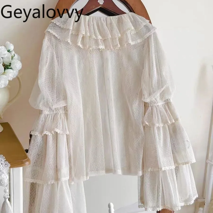 لوليتا الحلو لطيف الفتيات تنوعا قميص طويل الأكمام النمط الياباني بلون بلوزة جولة الرقبة Bowknot القمم الداخلية للنساء #2