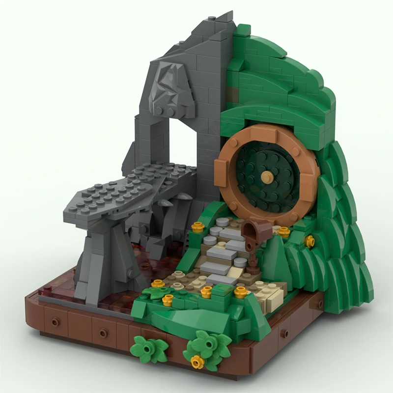 Ring-Film-Modell MOC Bausteine Felsen- und Waldeingang Modulare Technologie-Geschenke Urlaubs-Montage-Kinderspielzeug-Set